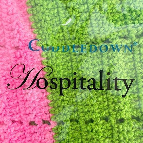 Cuddledown Hospitality Striped Knit Throw Blanket Green Pink 41” x 26” - Picture 3 of 4